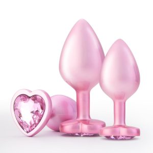 Anal Butt Plug Sex Toys - UTIMI Anus Plug with Crystal Diamond Base Adult Anal Trainer Kit Anal Bead for Women Men and Beginners Prostate Massage | 3 PCS, Pink