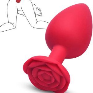 Anal Plug Butt Plug Rose Sex Toy for Adults Women Men Silicone Anal Training Toy Prostate Massager for Female Male Anal Stimulator Comfortable Long-Term Wear