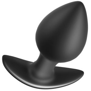 Anal Plug for Comfortable Long-Term Wear Butt Plug with Safe Curved Base & Slender Stem Black Silicone Prostate Massager Dilator Sex Toy for Women Men Masturbation (M)