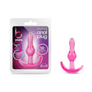Blush Novelties Sex Toys - Curvy Anal Plug - 3.5 Inch - StayPut & AnchorTech Design - Tapered, Soft, Comfortable - All Day Wearable Beginners Butt Plug for Back Door - Women Men...